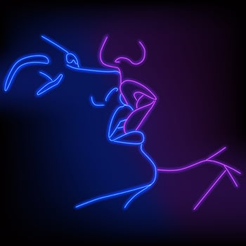Neon silhouette of a girl. Vector illustration.