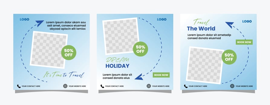 Travel and tour social media post template vector
