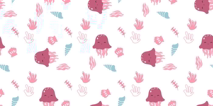 Adorable and fun ocean life seamless pattern vector