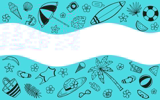 Hand drawn summer poster. Sea and ocean design template. Vector card templates.