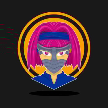 female ninja character, suitable for screen printing clothes, esport logos, and etc vector
