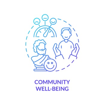 Community well-being blue gradient concept icon. Local citizens satisfaction. Conservation policy abstract idea thin line illustration. Isolated outline drawing. vector