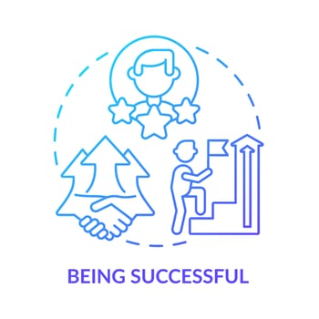 Being successful blue gradient concept icon. Achieving goals and growth. Gain success. Charisma benefit abstract idea thin line illustration. Isolated outline drawing. vector