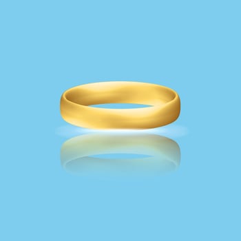 Golden realistic wedding ring with reflection Anniversary romantic surprise vector