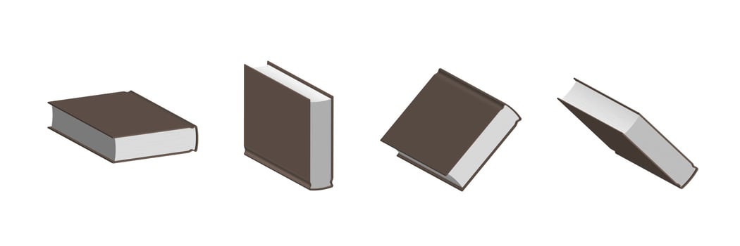 Set of closed brown books in different positions for bookstore vector