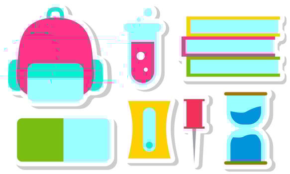 Stickers with school supplies collection. Back to school vector