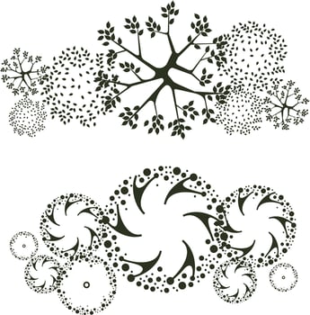 Tree for architectural floor plans. Entourage design. Various trees, bushes, and shrubs, top view for the landscape design plan. vector