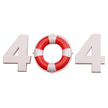 3d rendering error message 404 with buoy illustration isolated png