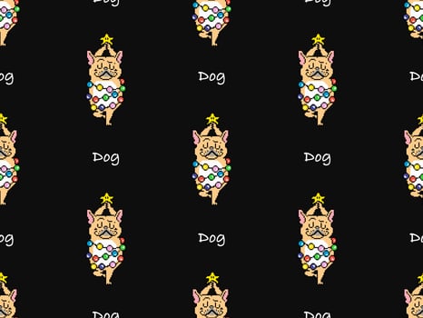 Dog cartoon character seamless pattern on black background.  Pixel style vector