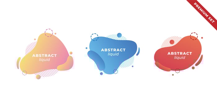 Set of abstract and modern graphic element. Gradient liquid shapes object ornament vector