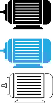 electric motor icon on white background. motor sign. electric motor outline symbol. blue electric motor logo. flat style. vector