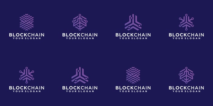 blockchain technology abstract logo collection vector