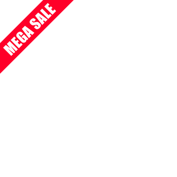 Mega sale element marketing strategy label, with red color background png