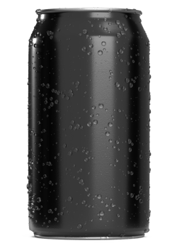Realistic Cans black with water drops for mock-up. Soda can mock up. png