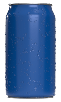 Realistic Cans blue with water drops for mock-up. Soda can mock up. png