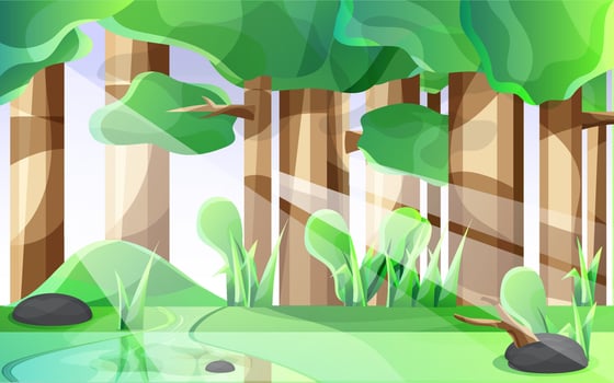 Vector illustration of a river far from the city