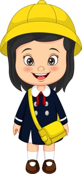 Cute japanese school girl cartoon vector