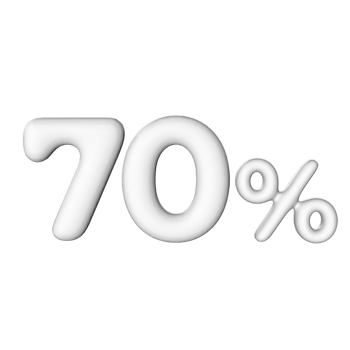 3D Number 70 Percent png