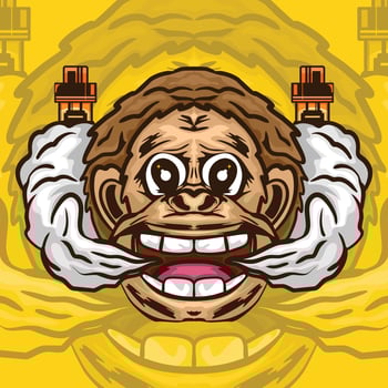 vape shop logo with cool monkey character style and full of vape smoke vector
