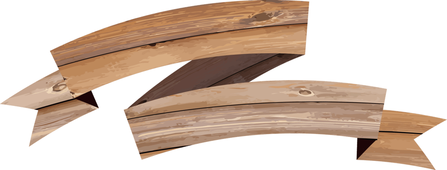 Cartoon brown wooden plate and ribbons. png