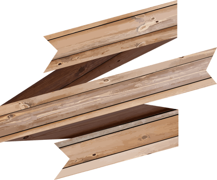 Cartoon brown wooden plate and ribbons. png