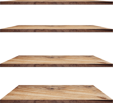 collection of wooden shelves on an isolated white background, Objects with Clipping Paths for design work png