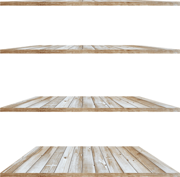collection of wooden shelves on an isolated white background, Objects with Clipping Paths for design work png
