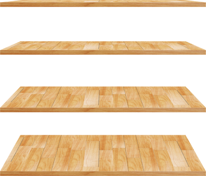 collection of wooden shelves on an isolated white background, Objects with Clipping Paths for design work png