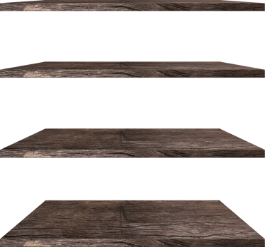 collection of wooden shelves on an isolated white background, Objects with Clipping Paths for design work png