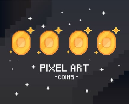 pixel art coins vector