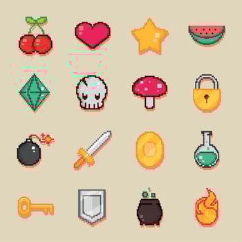 pixel video game collection vector