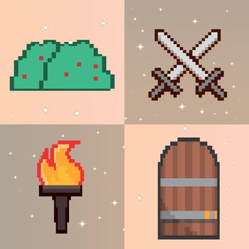 set of pixel art vector
