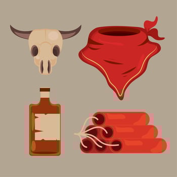 west cartoon icons vector