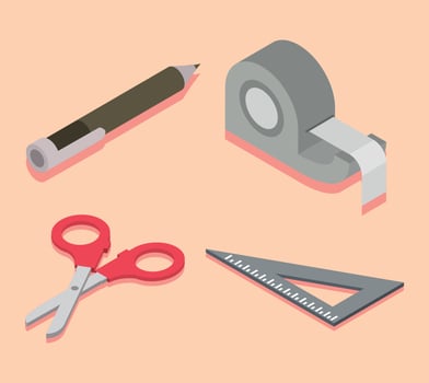 set of stationery supplies vector