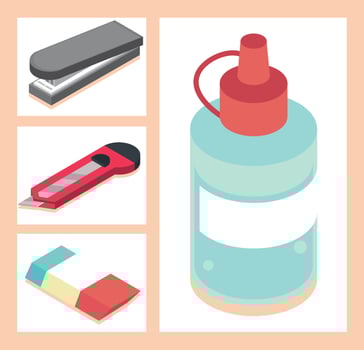 stationery accessories icons vector