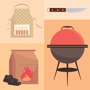 bbq icon collection vector