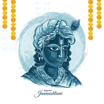 Lord krishna janmashtami religious holiday card background vector