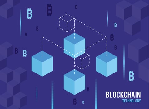 cubes in blockchain technology background vector