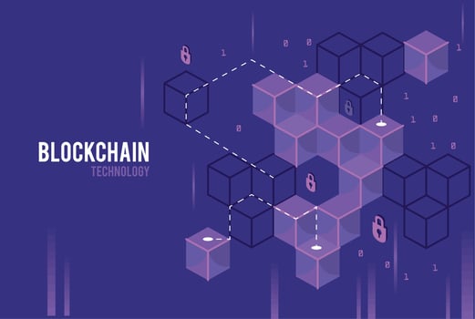 purple blockchain technology background vector
