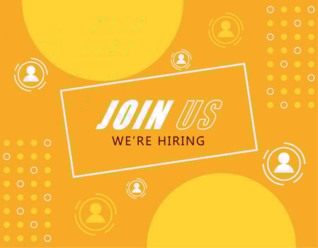 join us lettering postcard vector