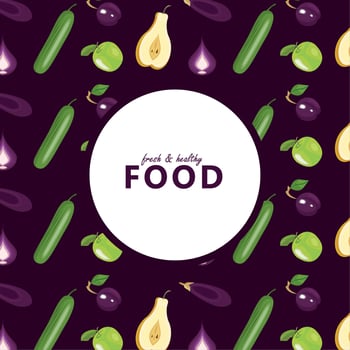 healthy food lettering pattern vector