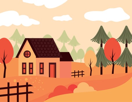autumn season landscape vector