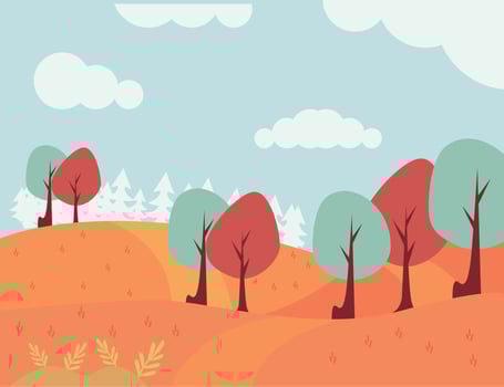 autumn seasonal forest landscape vector