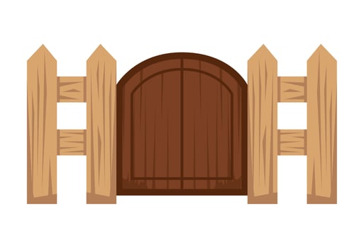 wooden fence with door vector