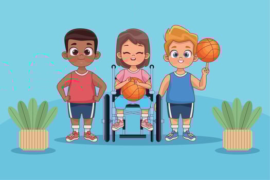 sporty disabled kids vector