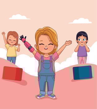 disabled happy girls vector