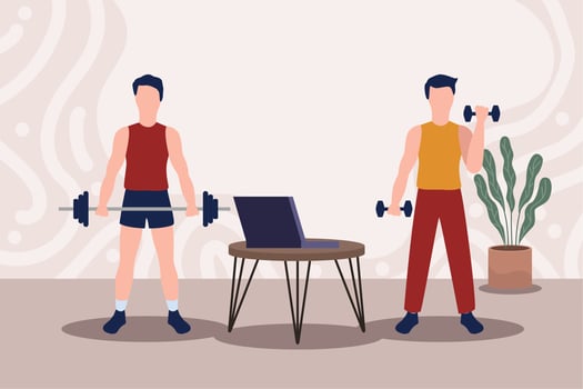 men lifting weights vector