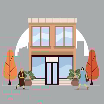 two women and building vector