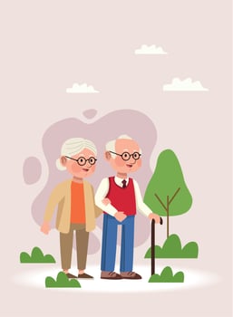 old couple in the camp vector