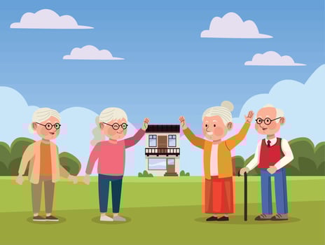 four old persons characters vector